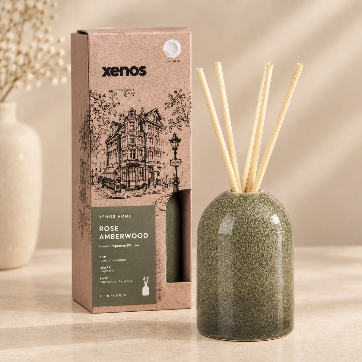 Rose Amberwood namų kvapas su lazdelėmis 100 ml