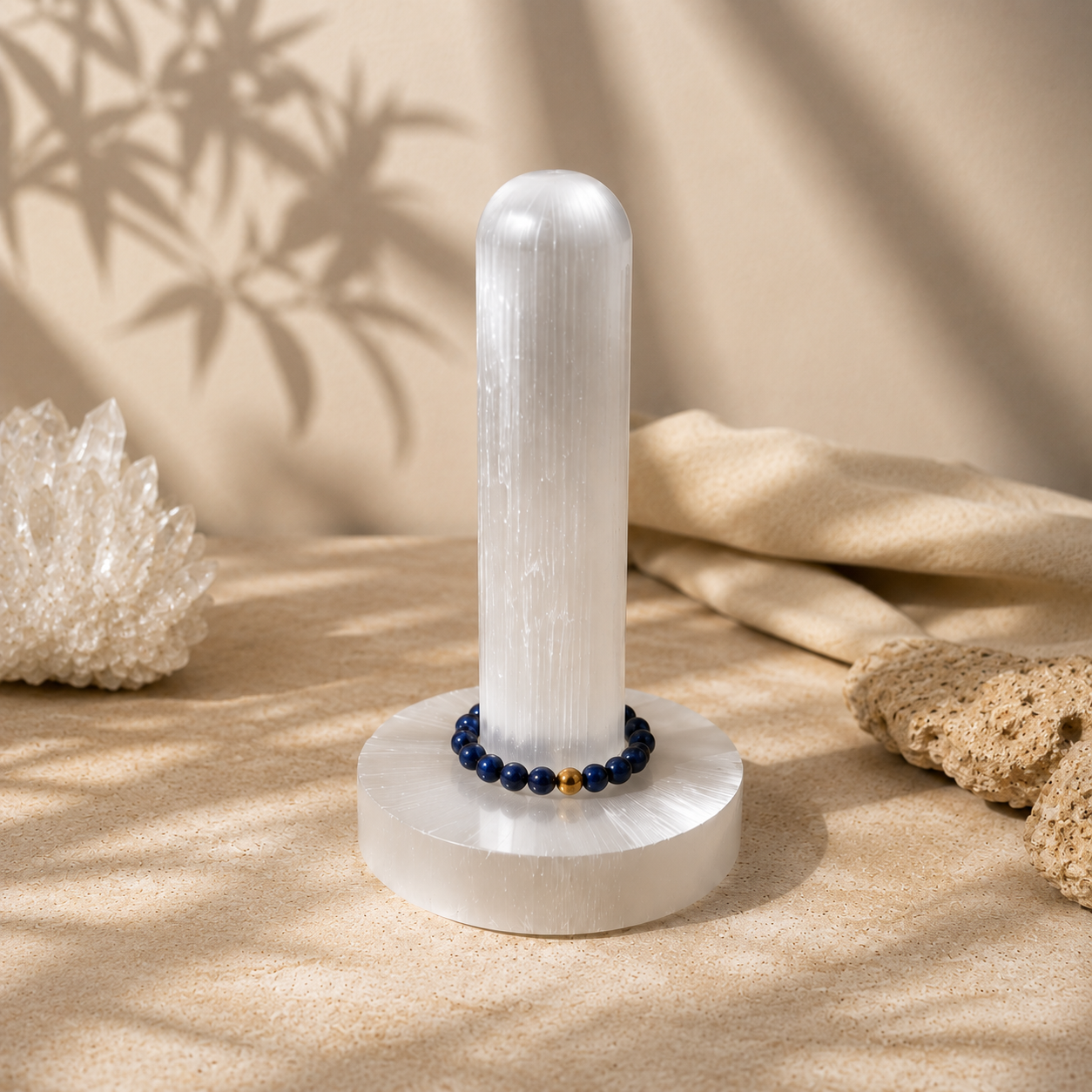 Aura Tower Selenite Bracelet Stand 12×6×25 cm