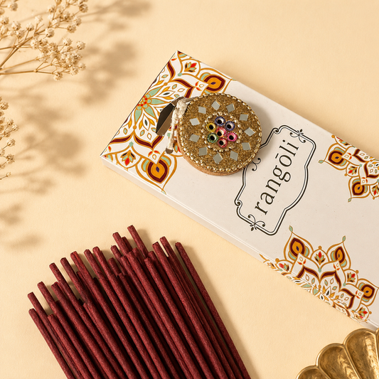 Luxury prabangūs natūralūs smilkalai su smilkaline Rangoli CINNAMON 48 g