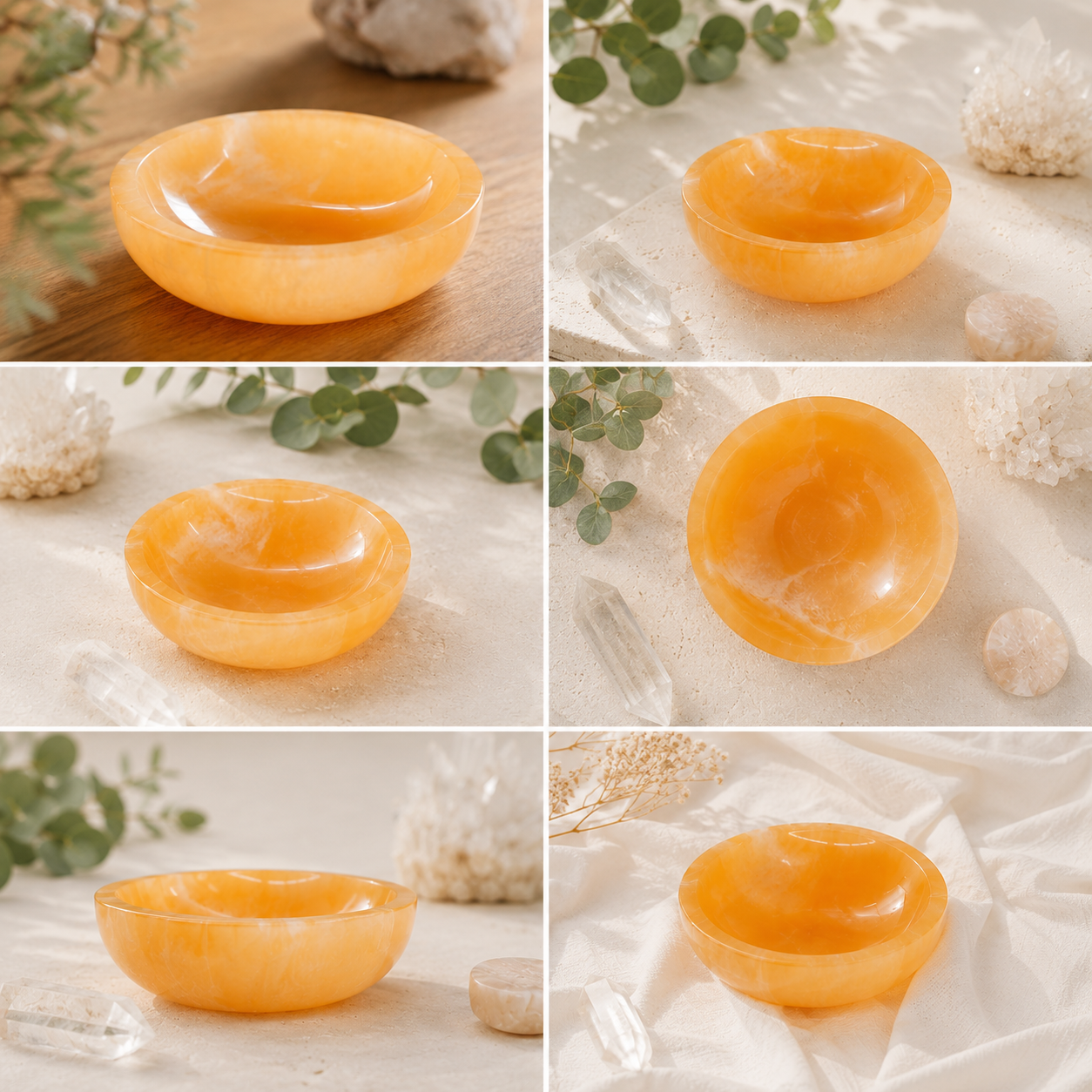 Peach oranžinio selenito dubenėlis 14 cm