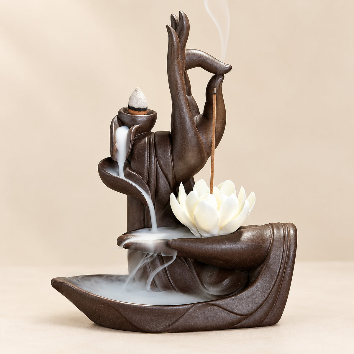 Prabangi porceliano ir keramikos 2 in 1 smilkalinė Asia Zen Lotus