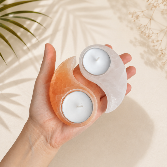 Selenito žvakidė YIN YANG 10 cm