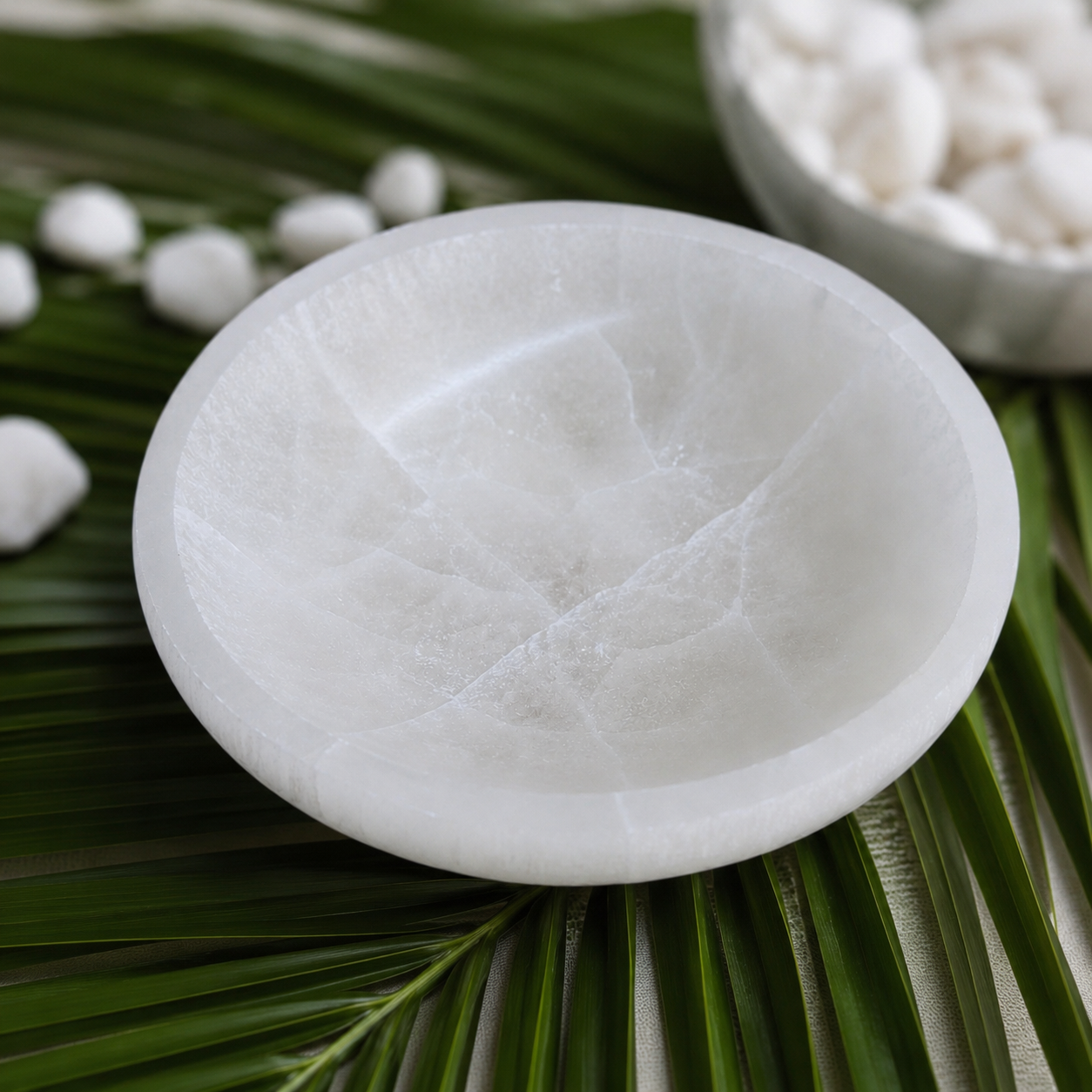 Selenite round bowl 10 cm