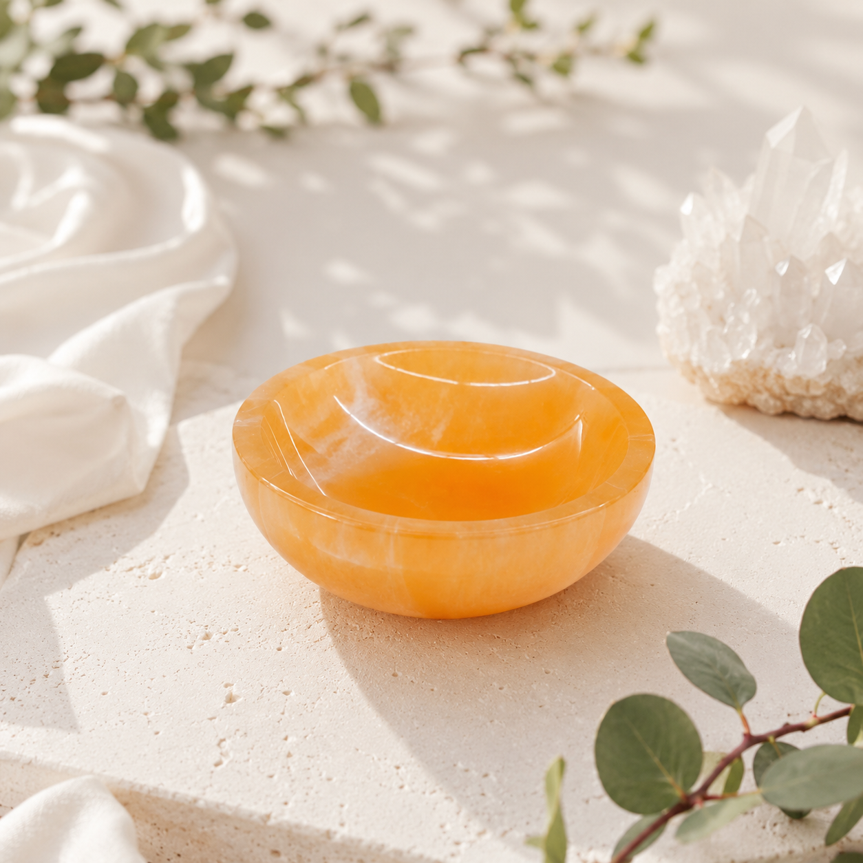 Selenite round bowl 10 cm