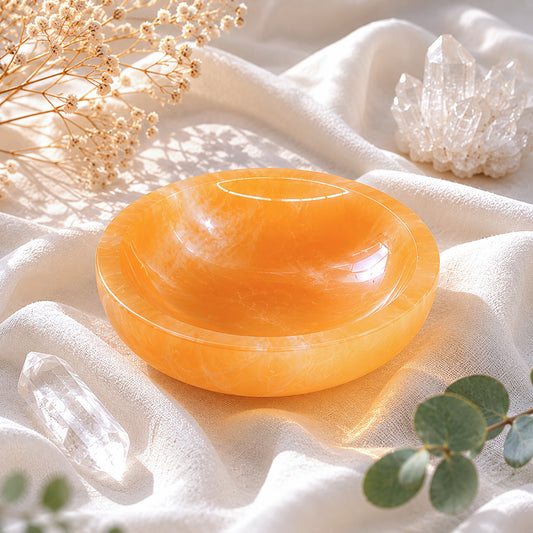 Peach oranžinio selenito dubenėlis 14 cm