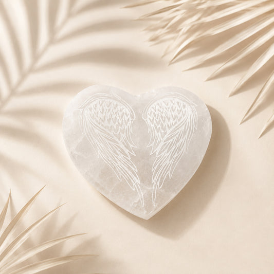 Selenito lėkštelė - padėkliukas Heart Wings 8 cm