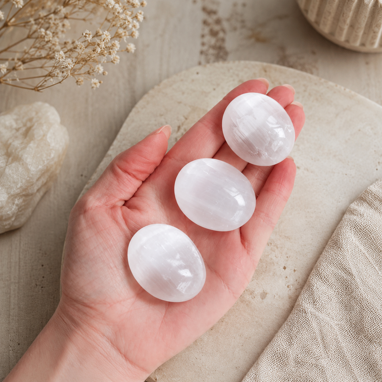 Selenito Palm Stone akmuo 4 cm