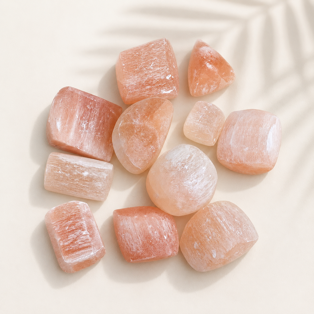 Peach oranžinio selenito didesnių gabalėlių rinkinys 1 kg
