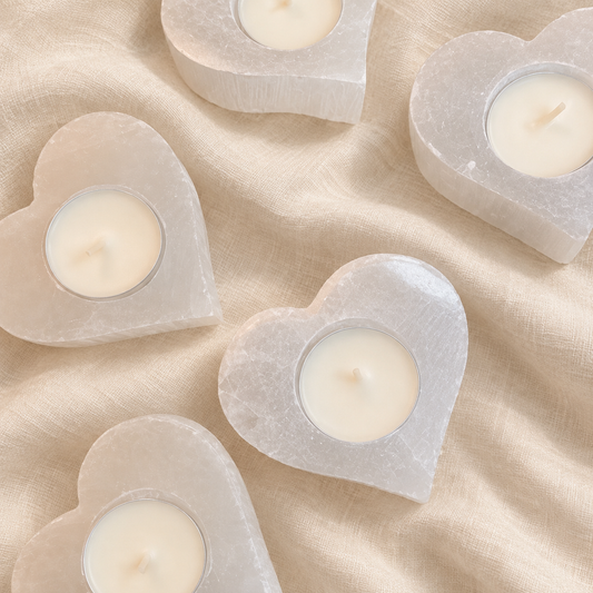 Širdies formos selenito žvakidė Heart 8 cm